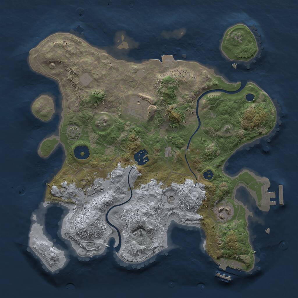 Rust Map: Procedural Map, Size: 3000, Seed: 1962210810, 9 Monuments