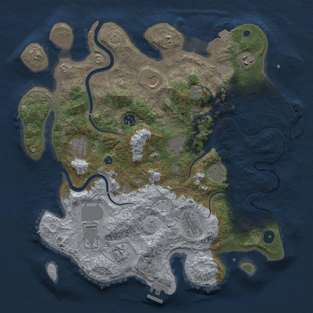 Rust Map: Procedural Map, Size: 3880, Seed: 6738, 16 Monuments
