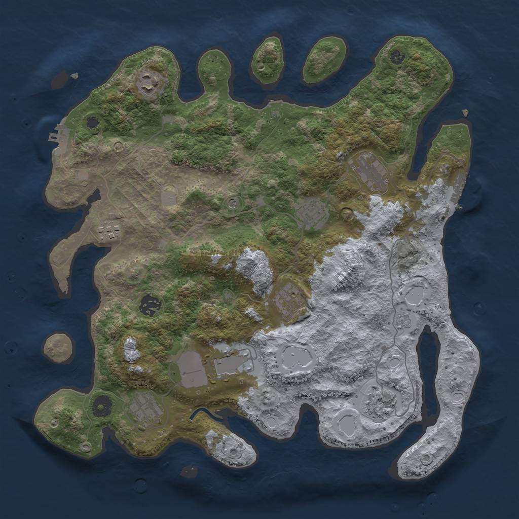 Rust Map: Procedural Map, Size: 3700, Seed: 1099396579, 18 Monuments