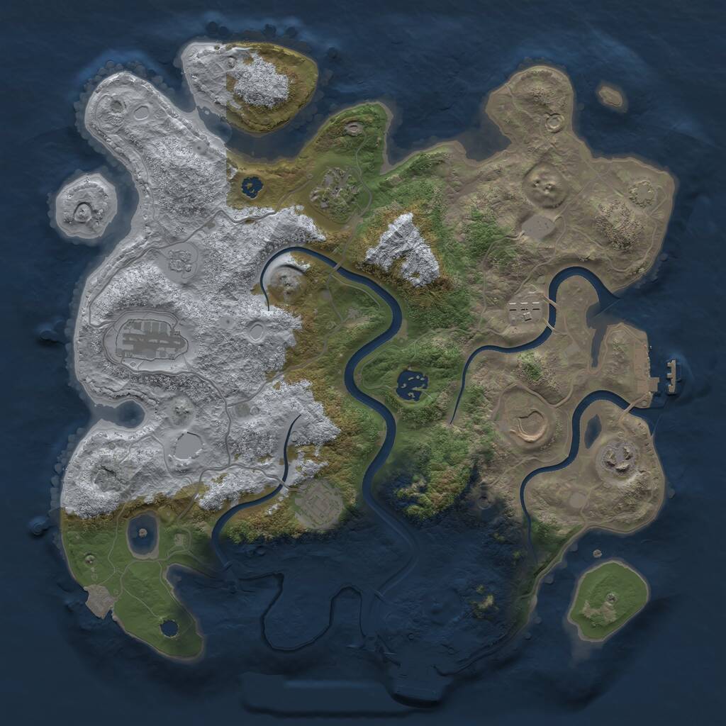 Rust Map: Procedural Map, Size: 3500, Seed: 1623219, 13 Monuments