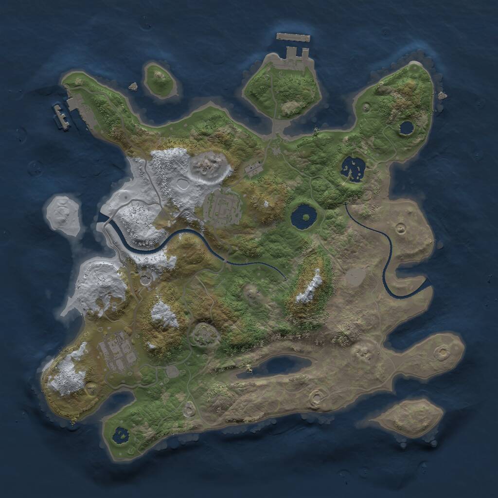 Rust Map: Procedural Map, Size: 3000, Seed: 1714168844, 8 Monuments