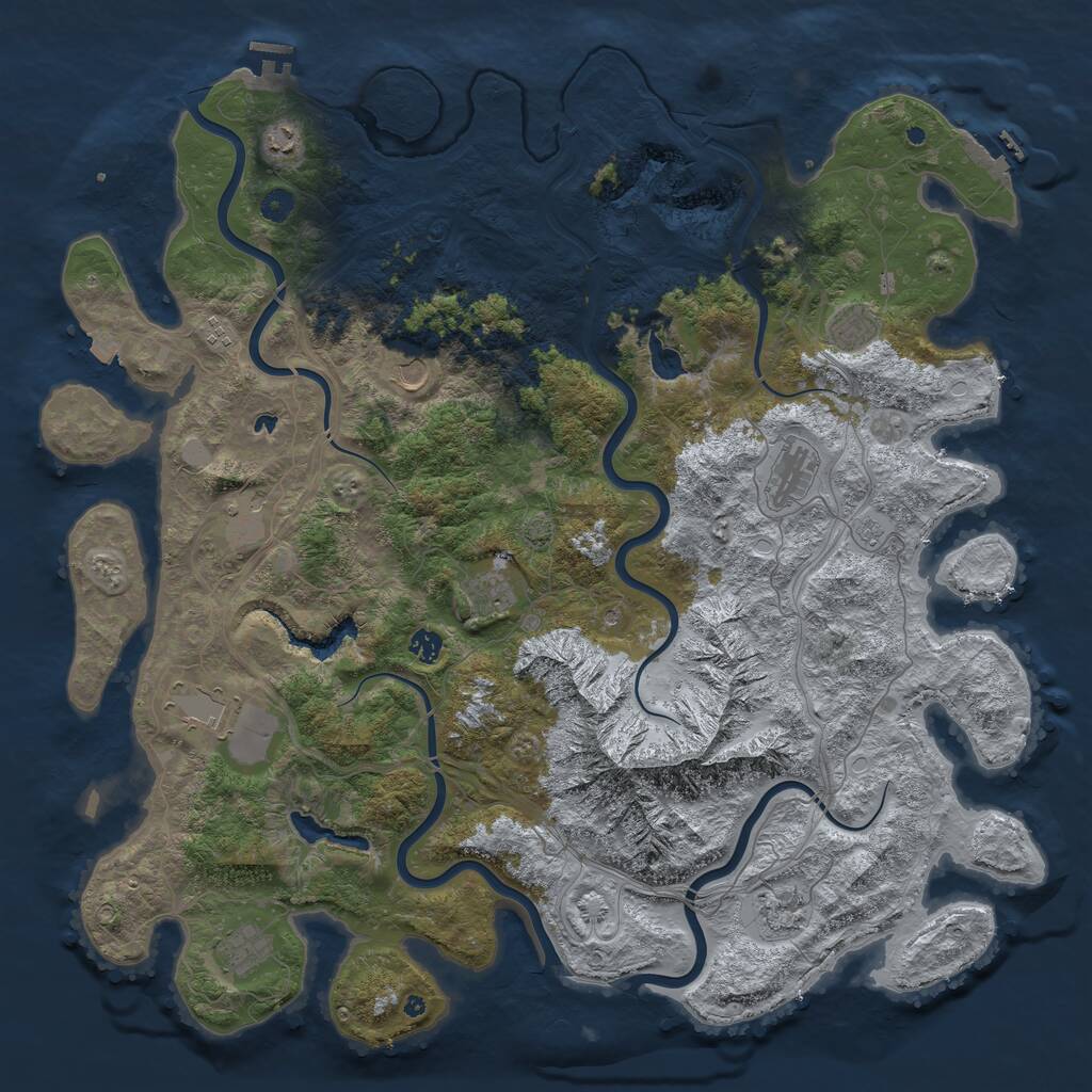 Rust Map: Procedural Map, Size: 5000, Seed: 1038396689, 17 Monuments