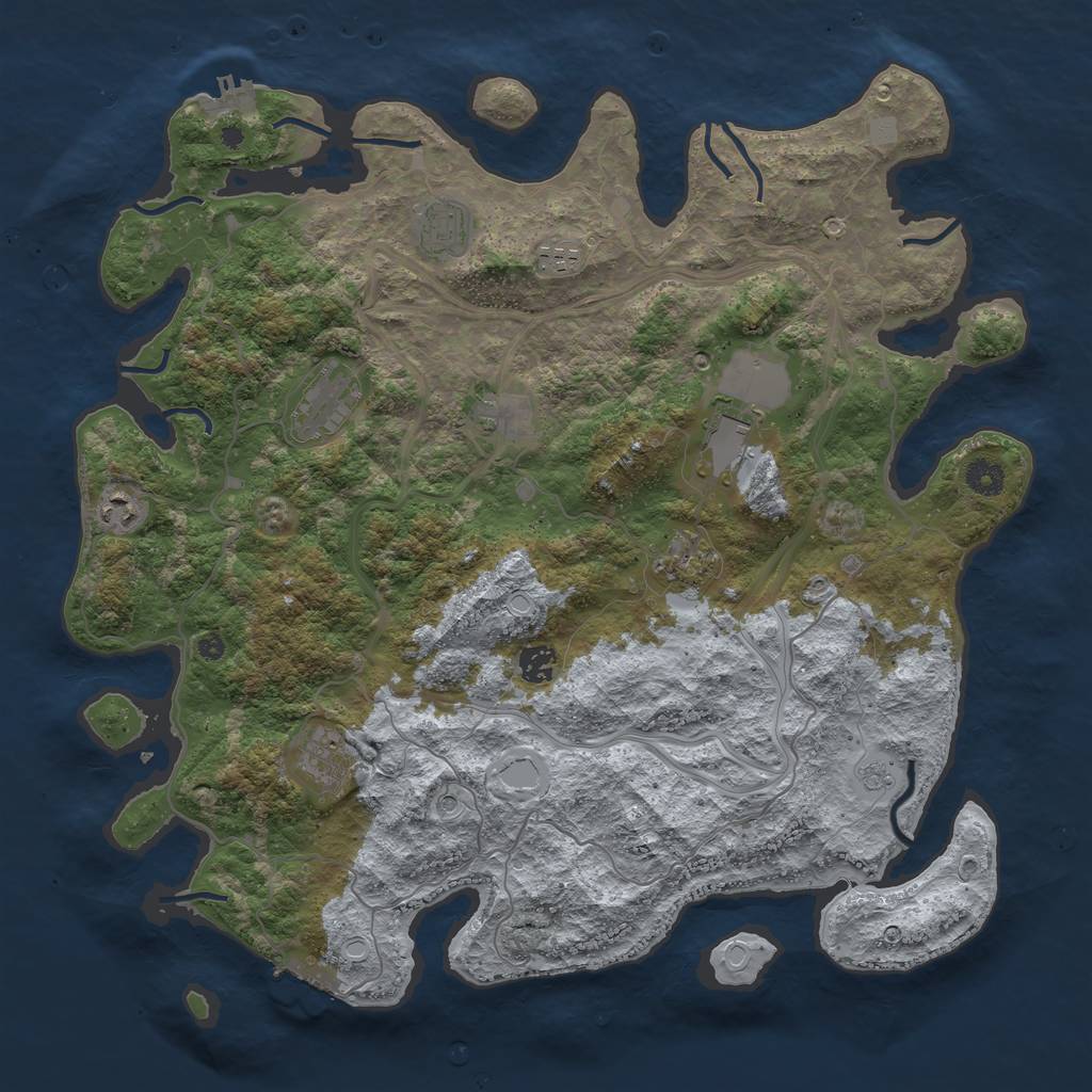 Rust Map: Procedural Map, Size: 4250, Seed: 1884899819, 18 Monuments