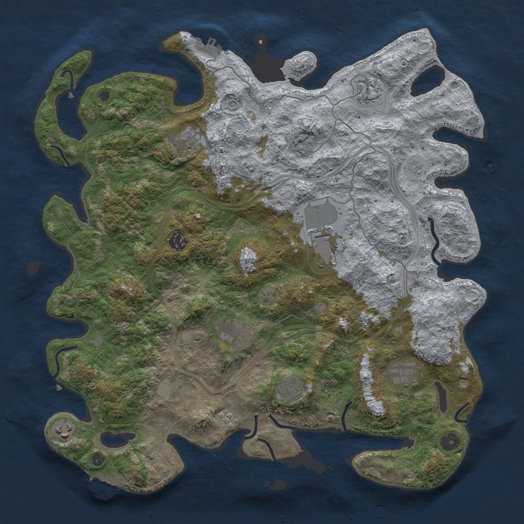 Rust Map: Procedural Map, Size: 4300, Seed: 879853776, 18 Monuments