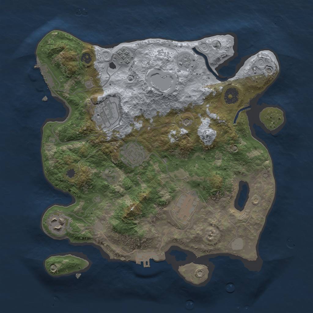 Rust Map: Procedural Map, Size: 3000, Seed: 2039793829, 14 Monuments