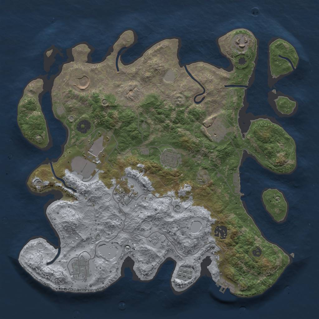 Rust Map: Procedural Map, Size: 3500, Seed: 25047633, 18 Monuments