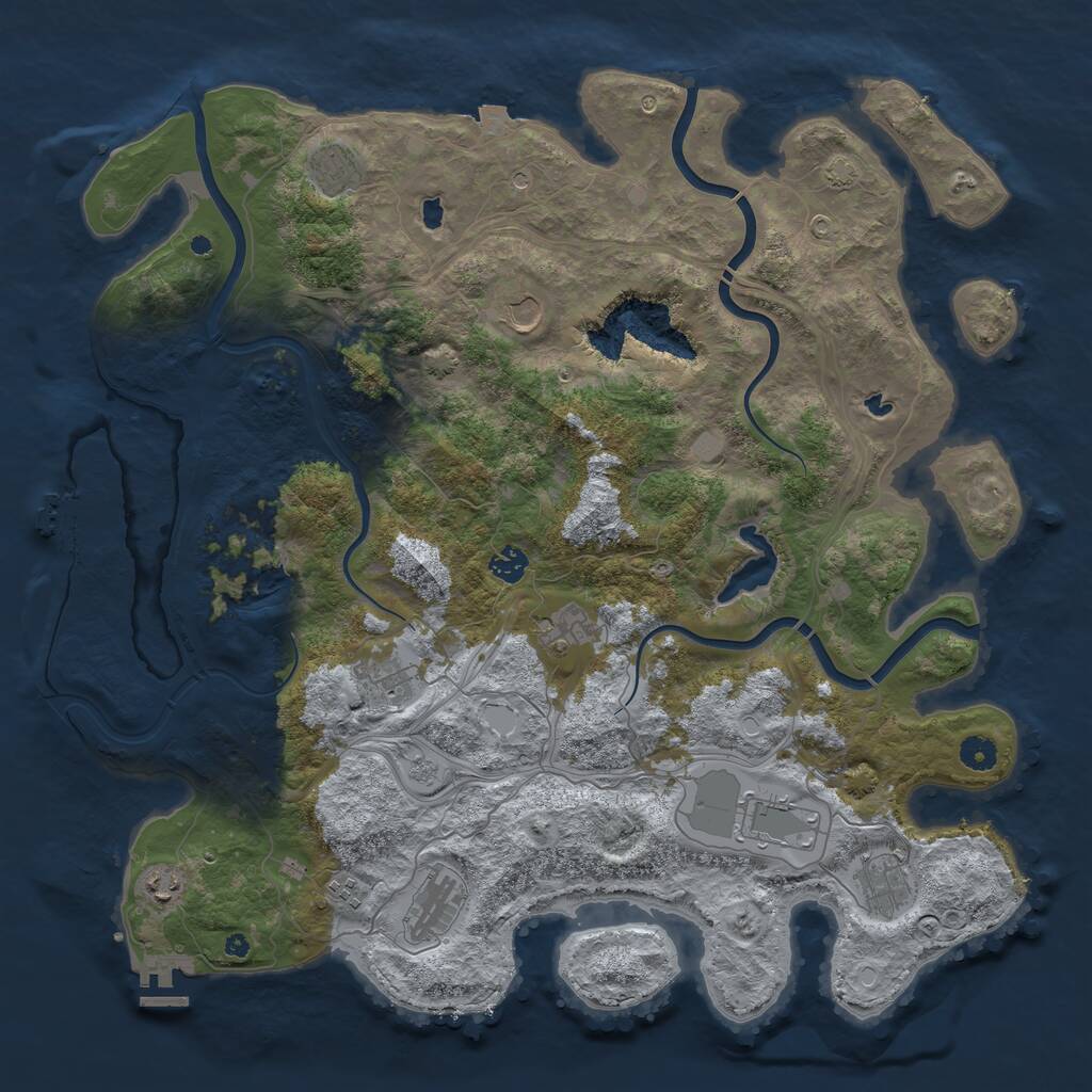 Rust Map: Procedural Map, Size: 4500, Seed: 80, 16 Monuments