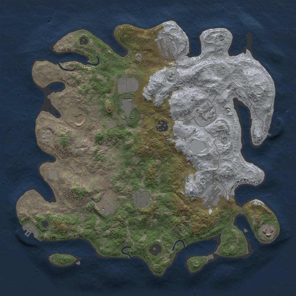 Rust Map: Procedural Map, Size: 3700, Seed: 1650293693, 19 Monuments