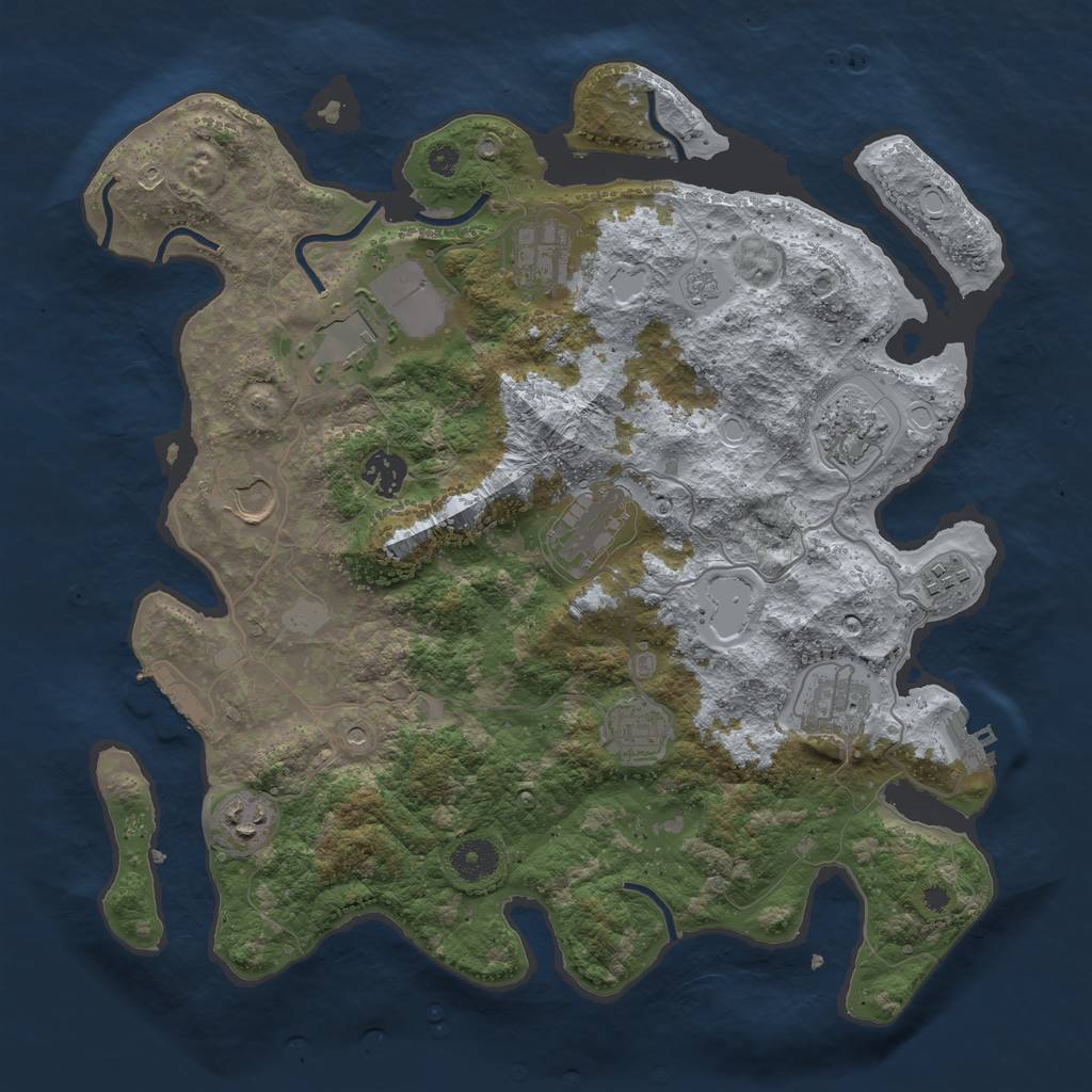 Rust Map: Procedural Map, Size: 3700, Seed: 750807671, 19 Monuments