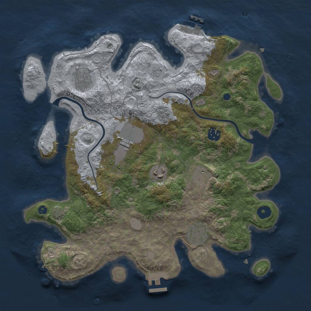 Rust Map: Procedural Map, Size: 3500, Seed: 646700823, 13 Monuments