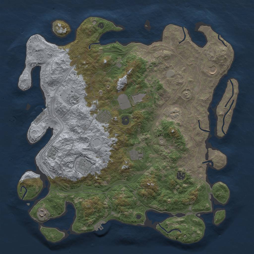 Rust Map: Procedural Map, Size: 4350, Seed: 2039708621, 18 Monuments