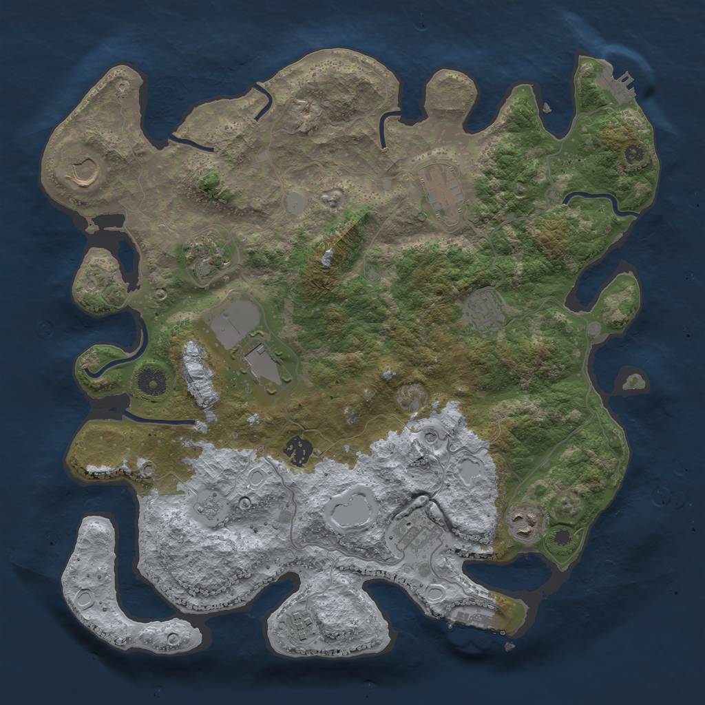 Rust Map: Procedural Map, Size: 3750, Seed: 741969551, 18 Monuments