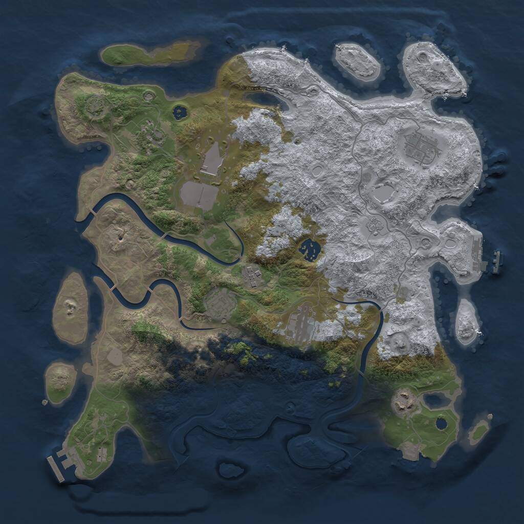 Rust Map: Procedural Map, Size: 3750, Seed: 314176098, 14 Monuments