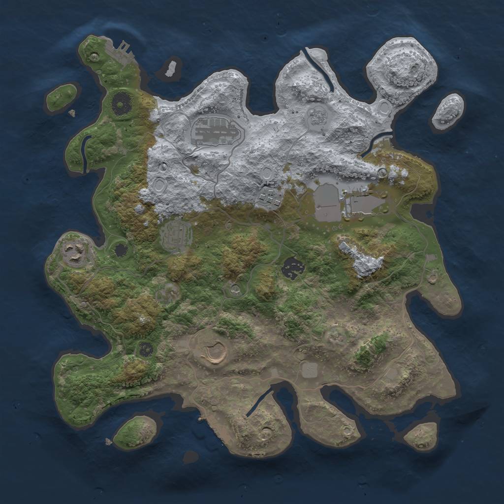 Rust Map: Procedural Map, Size: 3500, Seed: 1273241005, 16 Monuments