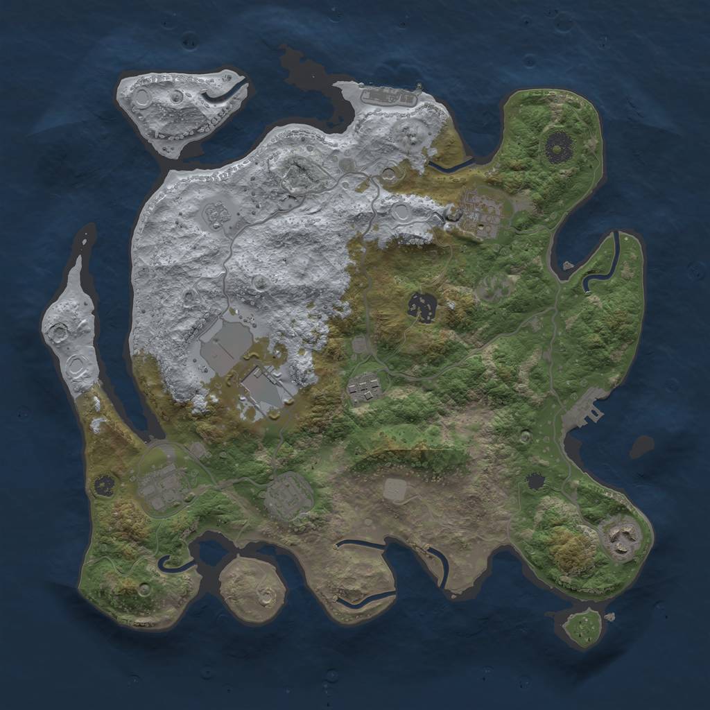 Rust Map: Procedural Map, Size: 3500, Seed: 991429304, 16 Monuments