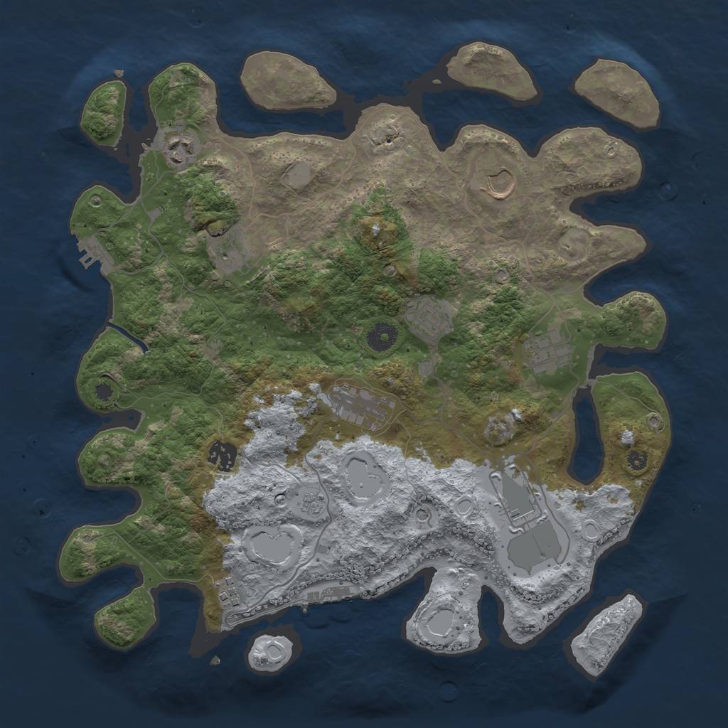 Rust Map: Procedural Map, Size: 3700, Seed: 162738474, 18 Monuments