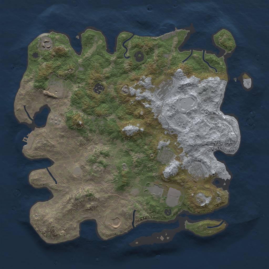 Rust Map: Procedural Map, Size: 3850, Seed: 1625646498, 18 Monuments