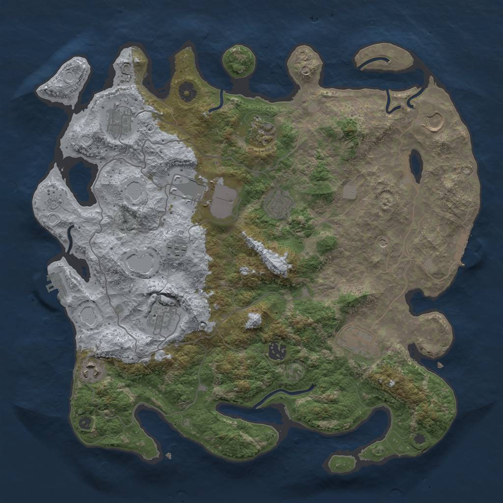 Rust Map: Procedural Map, Size: 4000, Seed: 498774, 19 Monuments
