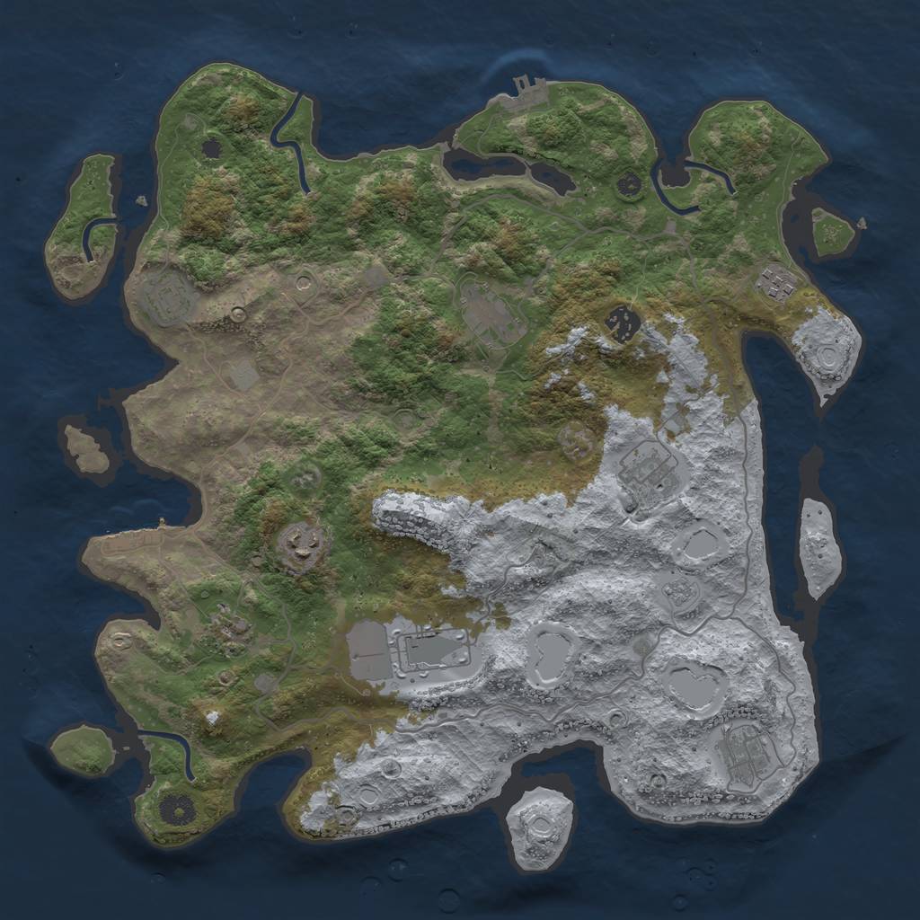 Rust Map: Procedural Map, Size: 4000, Seed: 660713, 18 Monuments