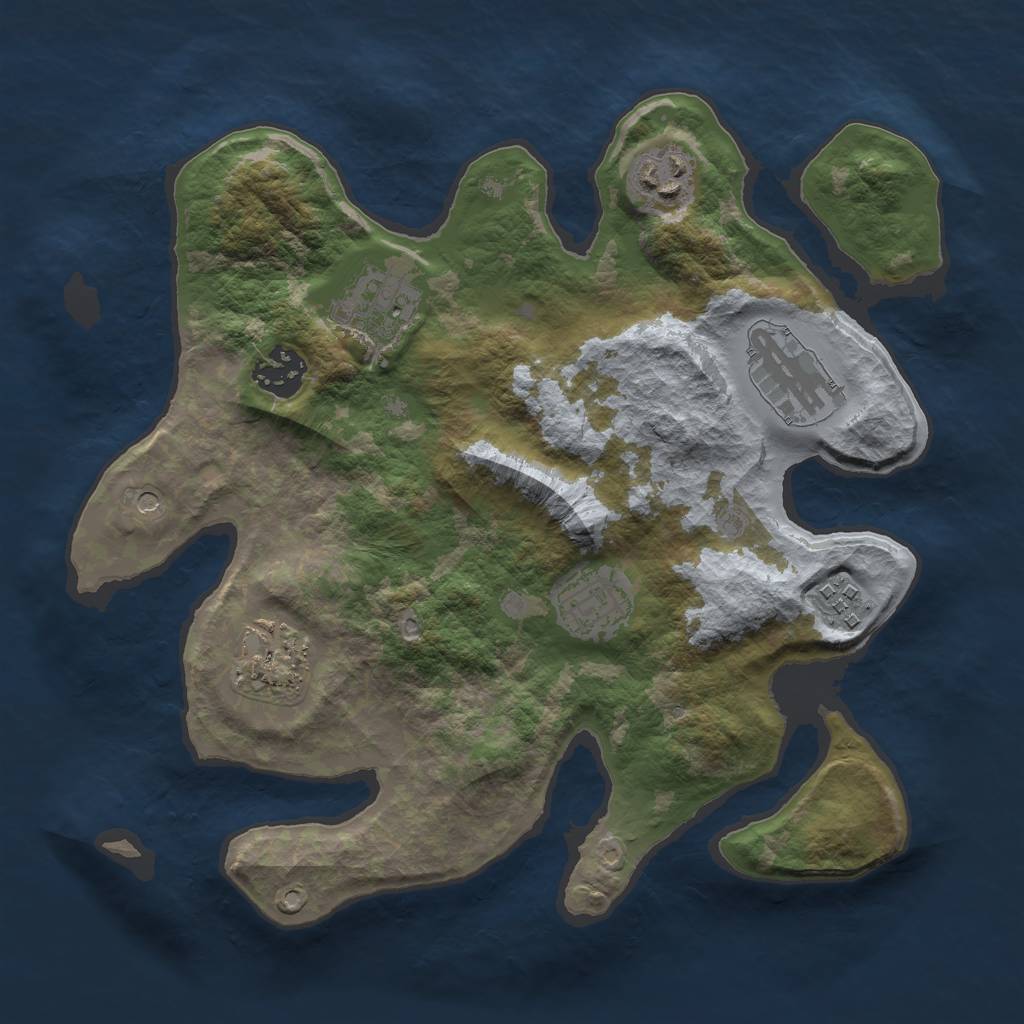 Rust Map: Barren, Size: 3000, Seed: 4081, 10 Monuments