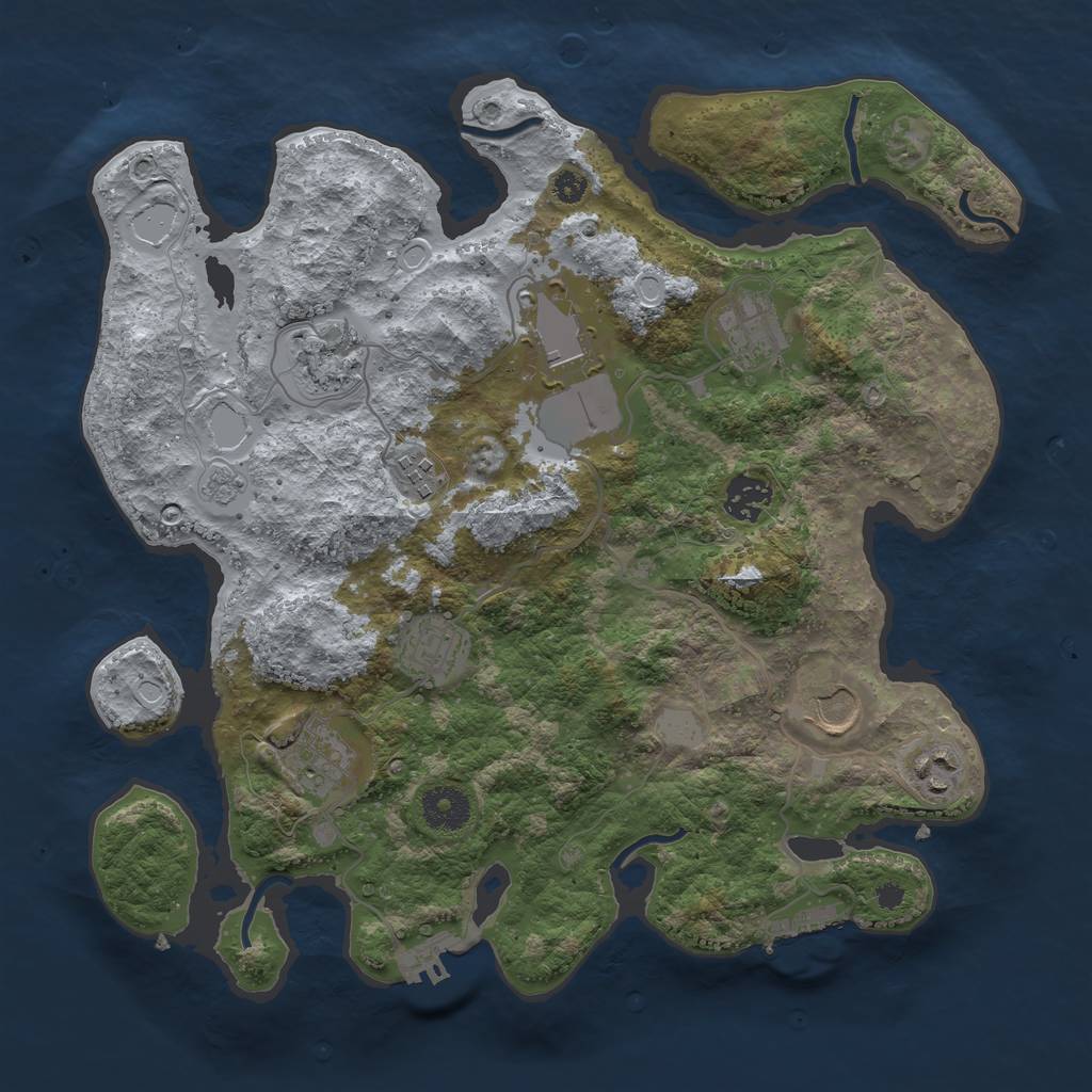 Rust Map: Procedural Map, Size: 3500, Seed: 233835421, 17 Monuments