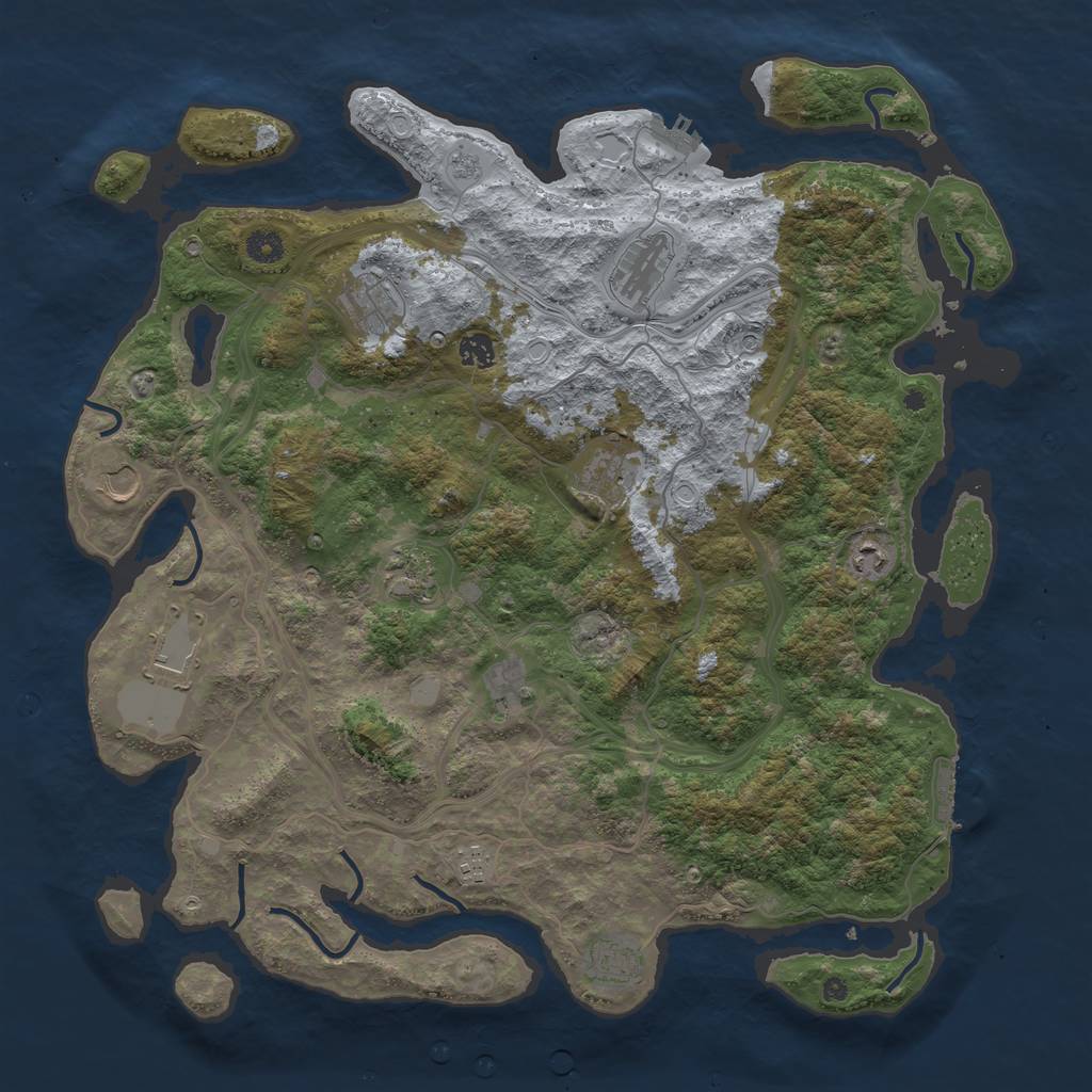 Rust Map: Procedural Map, Size: 4500, Seed: 1065821631, 20 Monuments
