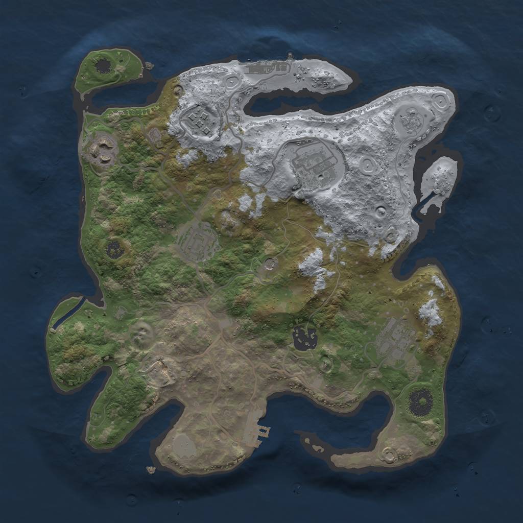 Rust Map: Procedural Map, Size: 3000, Seed: 666019652, 15 Monuments