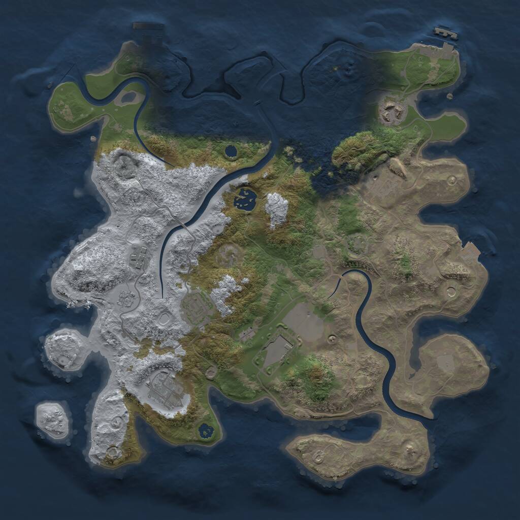 Rust Map: Procedural Map, Size: 3500, Seed: 123303165, 13 Monuments