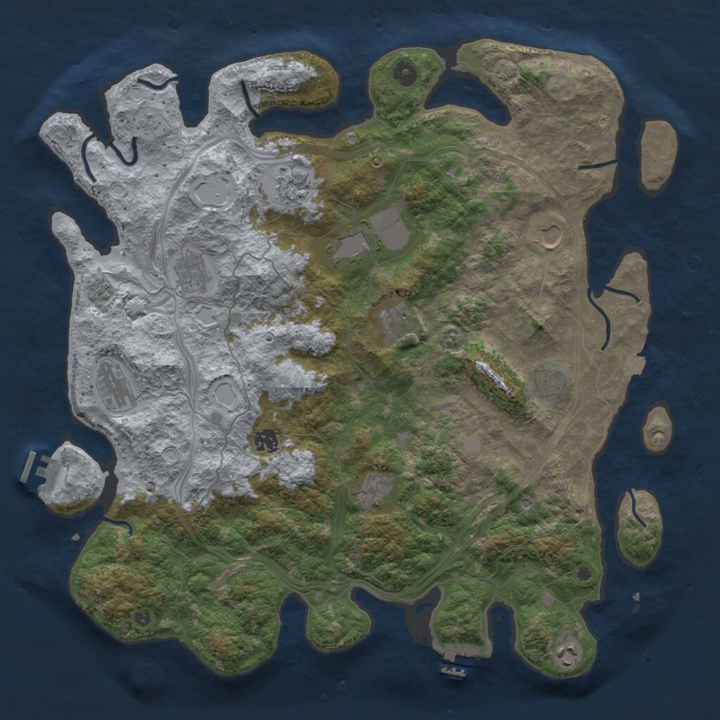 Rust Map: Procedural Map, Size: 4500, Seed: 4300, 17 Monuments