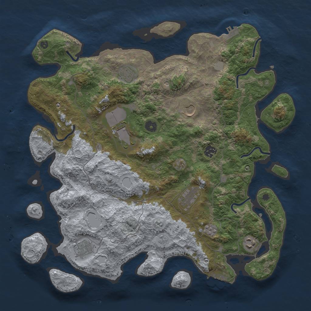 Rust Map: Procedural Map, Size: 4000, Seed: 748391635, 17 Monuments