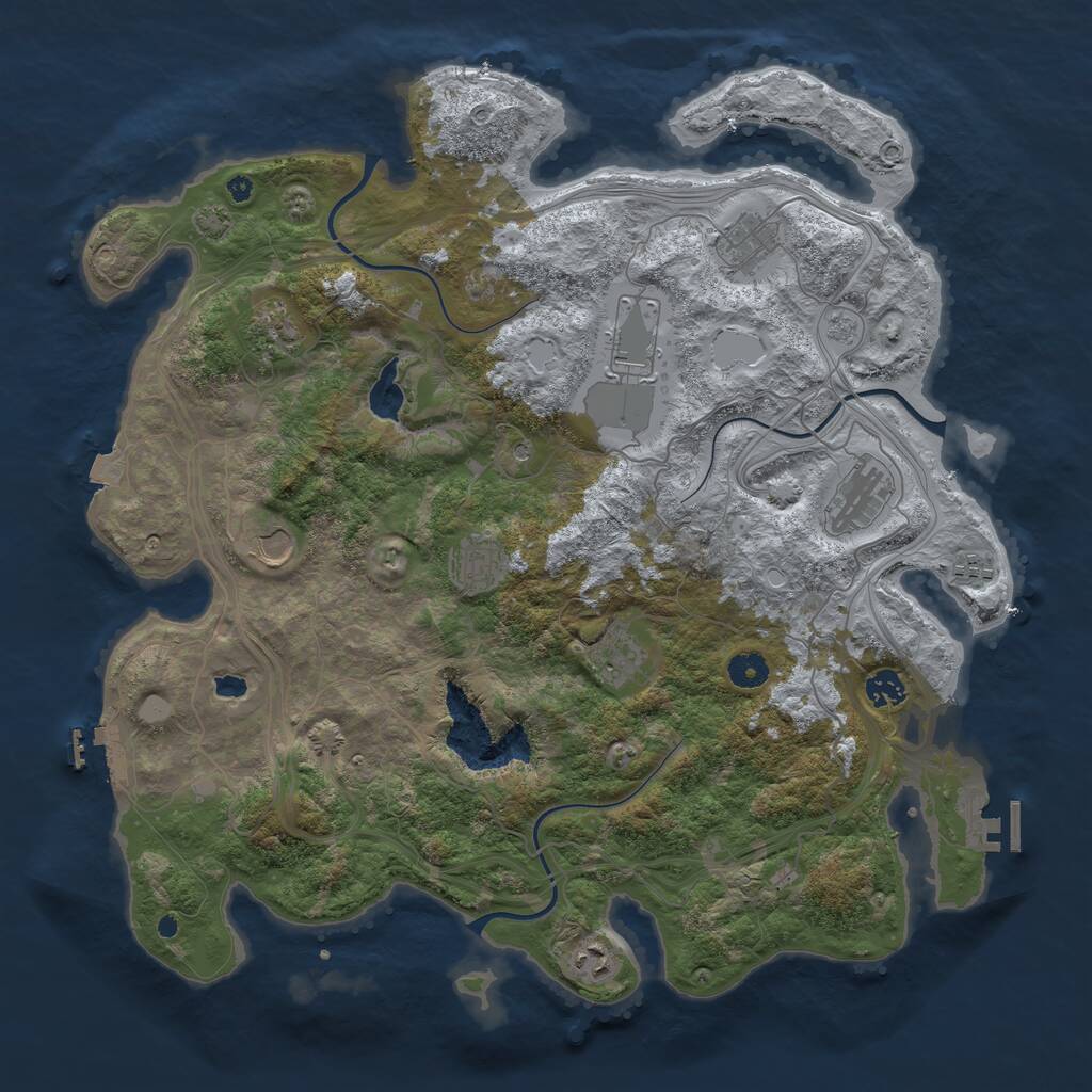 Rust Map: Procedural Map, Size: 4300, Seed: 24860839, 16 Monuments