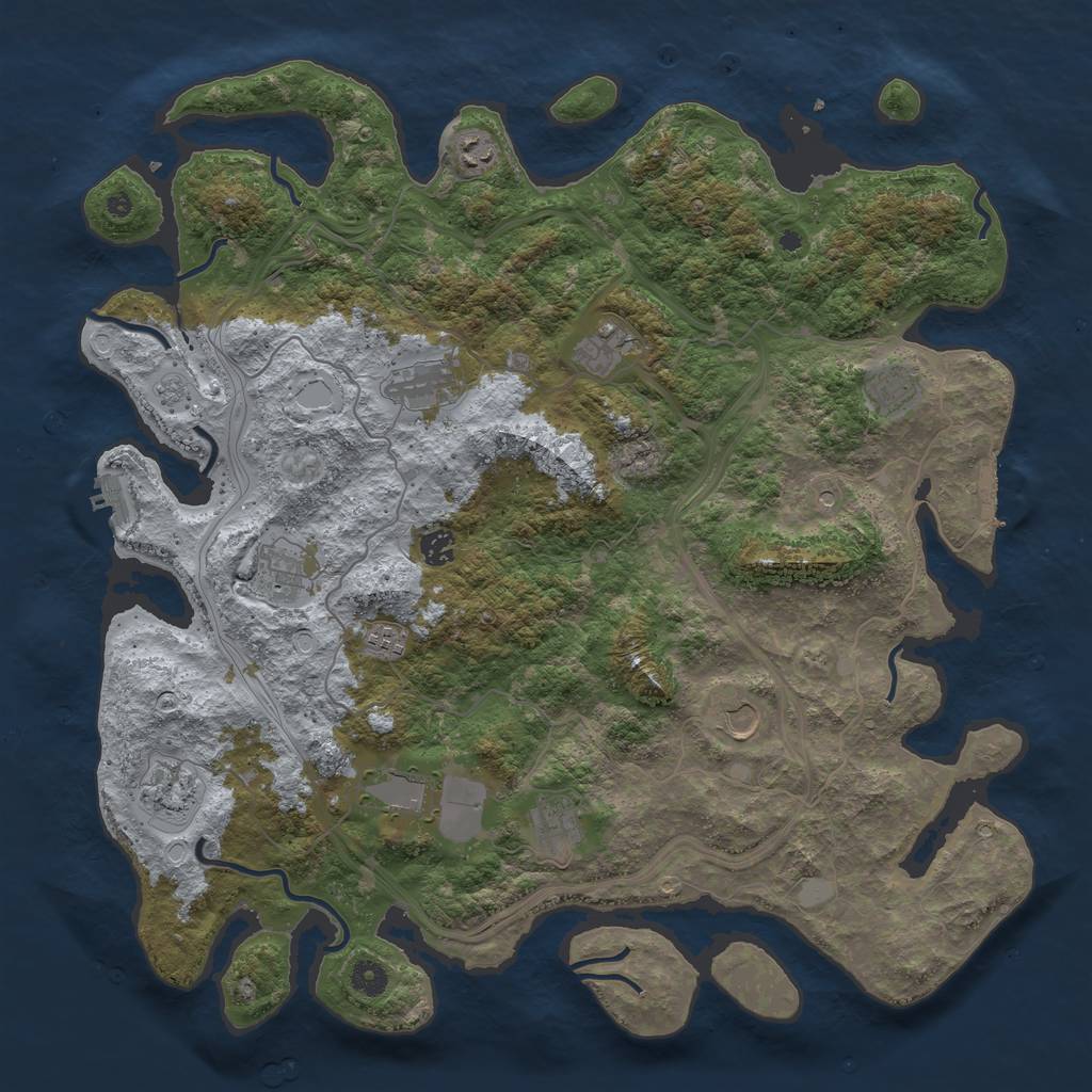 Rust Map: Procedural Map, Size: 4500, Seed: 1138065096, 20 Monuments