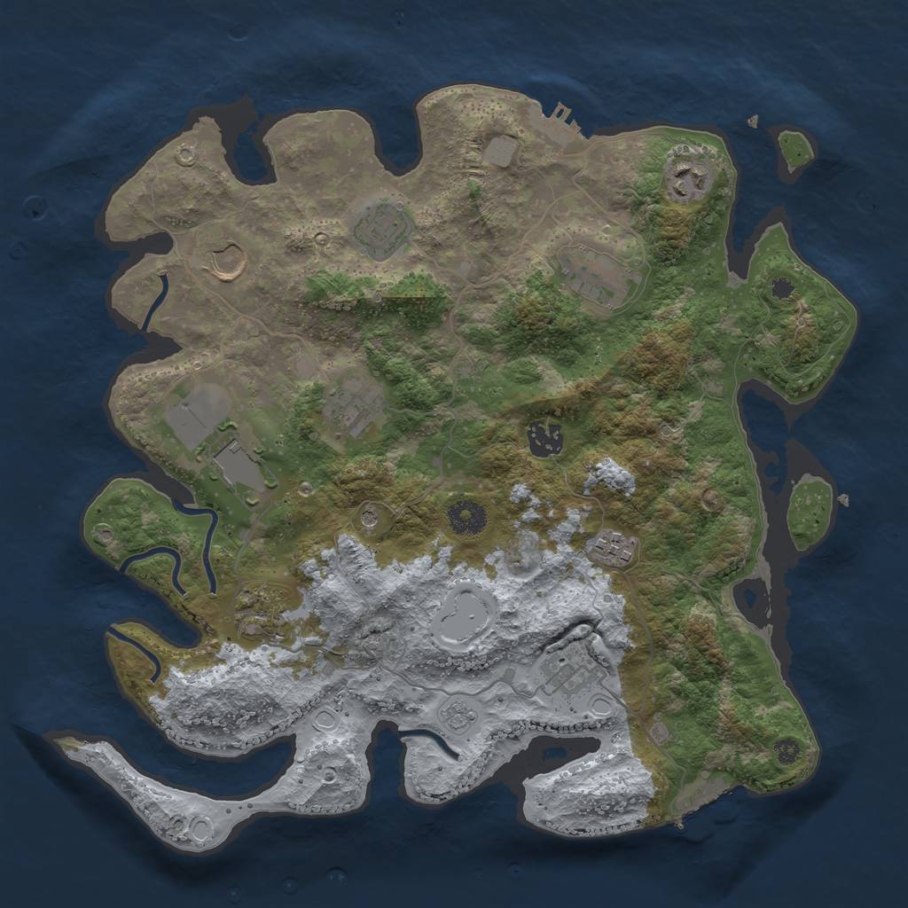 Rust Map: Procedural Map, Size: 3645, Seed: 993459, 19 Monuments