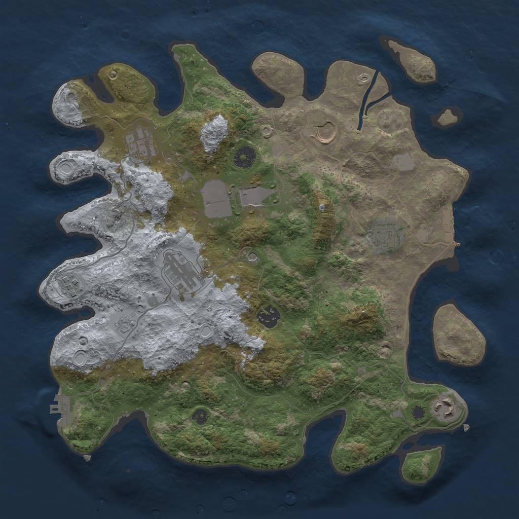 Rust Map: Procedural Map, Size: 3555, Seed: 123456, 17 Monuments
