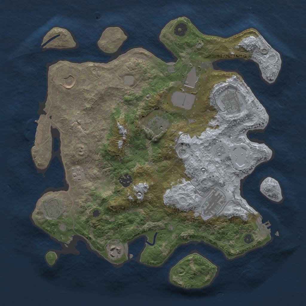 Rust Map: Procedural Map, Size: 3500, Seed: 2038887962, 18 Monuments