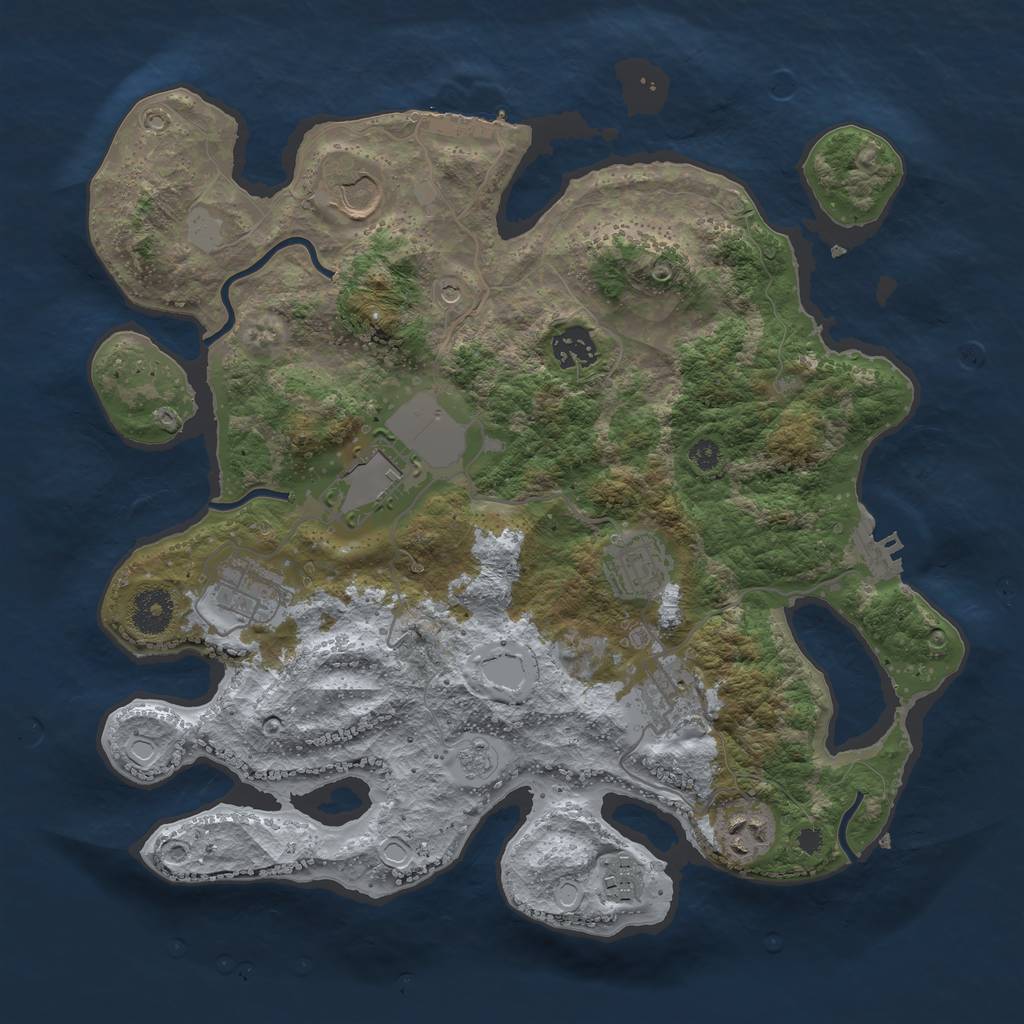 Rust Map: Procedural Map, Size: 3500, Seed: 897687013, 17 Monuments