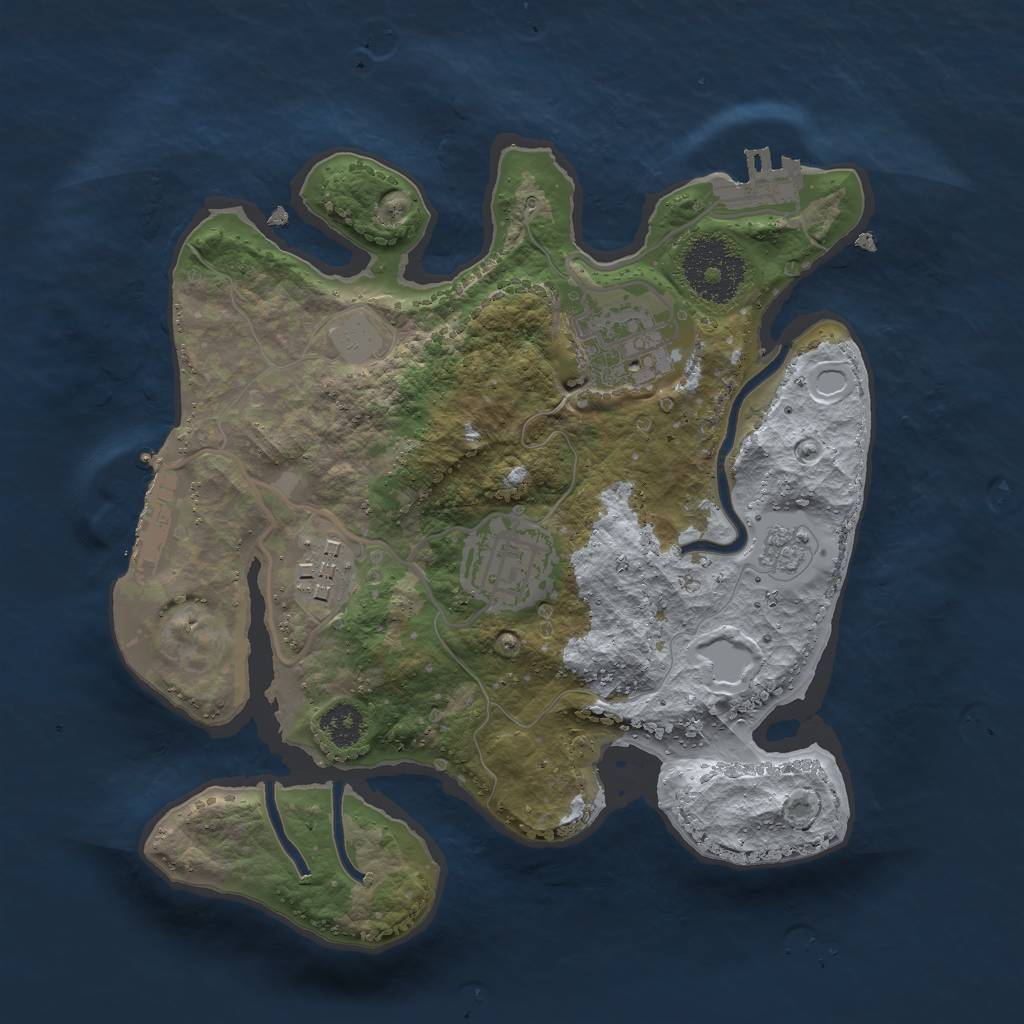 Rust Map: Procedural Map, Size: 2500, Seed: 1828, 11 Monuments