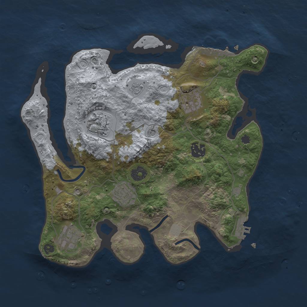 Rust Map: Procedural Map, Size: 3000, Seed: 991429304, 14 Monuments