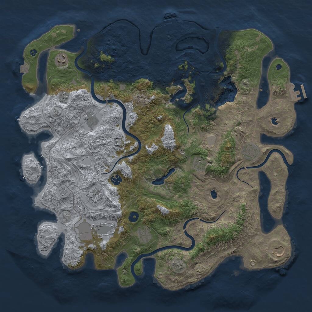 Rust Map: Procedural Map, Size: 4500, Seed: 1253857, 16 Monuments