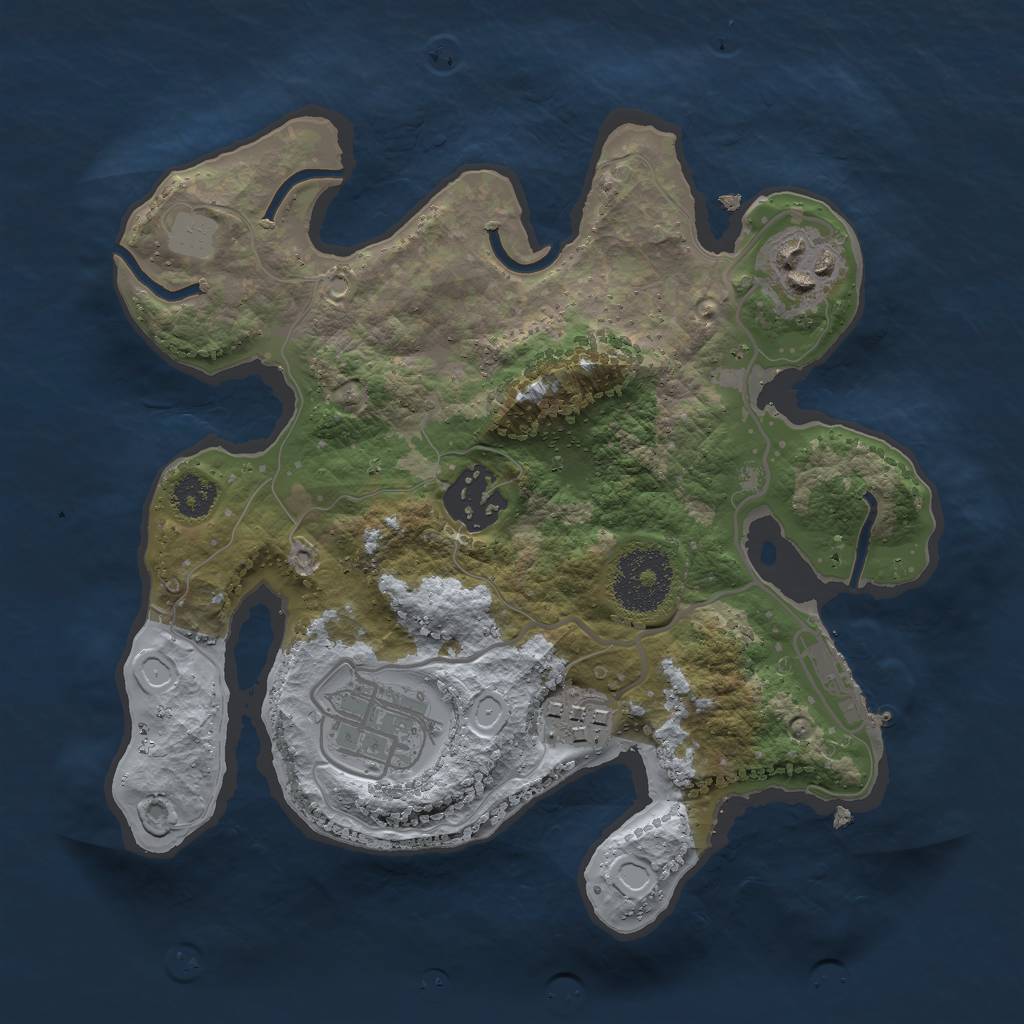 Rust Map: Procedural Map, Size: 2500, Seed: 2465, 10 Monuments