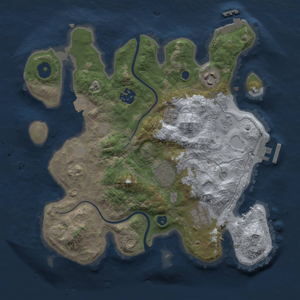Rust Map: Procedural Map, Size: 3000, Seed: 761096750, 11 Monuments