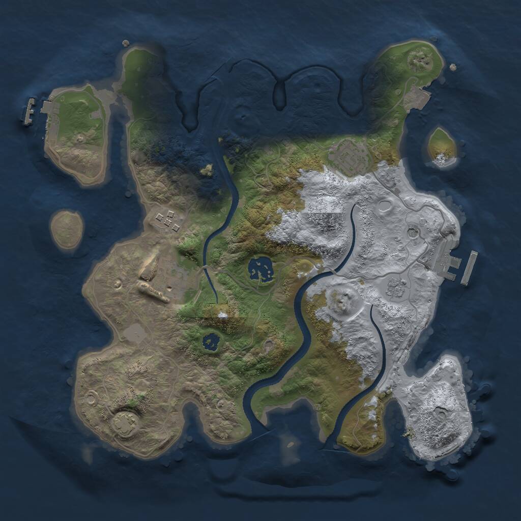 Rust Map: Procedural Map, Size: 3000, Seed: 761096750, 10 Monuments
