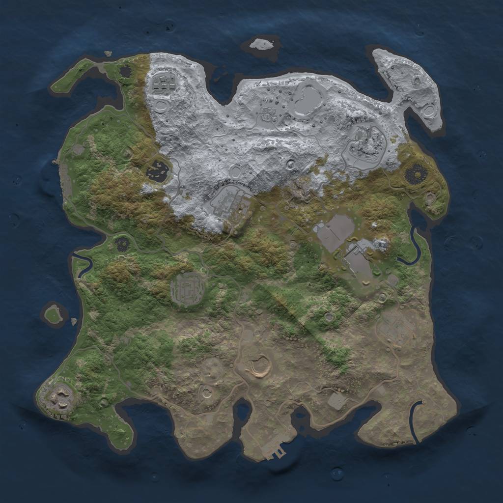 Rust Map: Procedural Map, Size: 3500, Seed: 26885, 18 Monuments