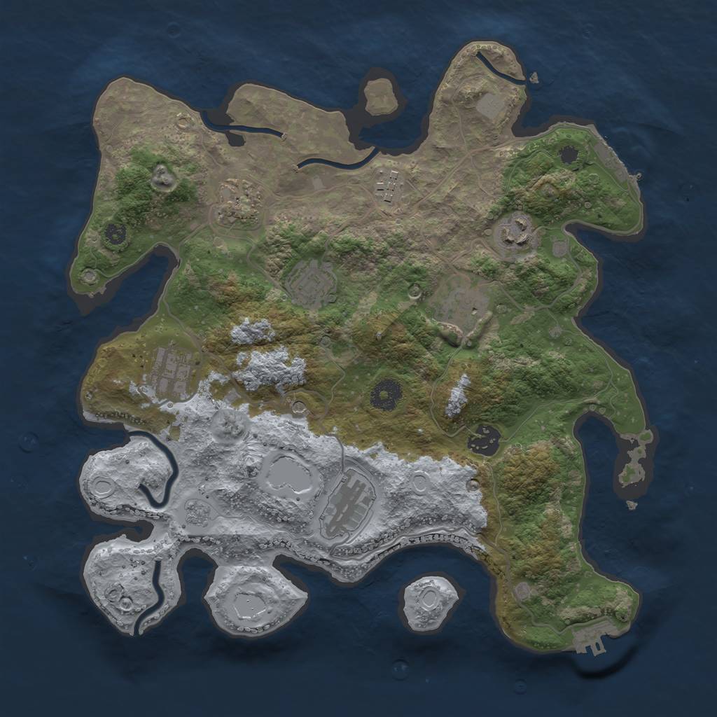 Rust Map: Procedural Map, Size: 3400, Seed: 2107208229, 17 Monuments