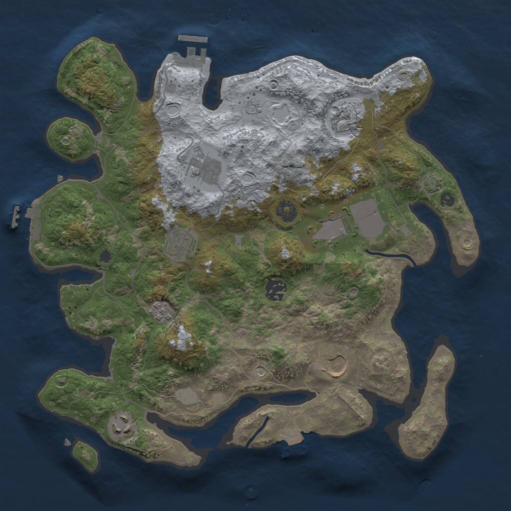 Rust Map: Procedural Map, Size: 3500, Seed: 872732720, 14 Monuments