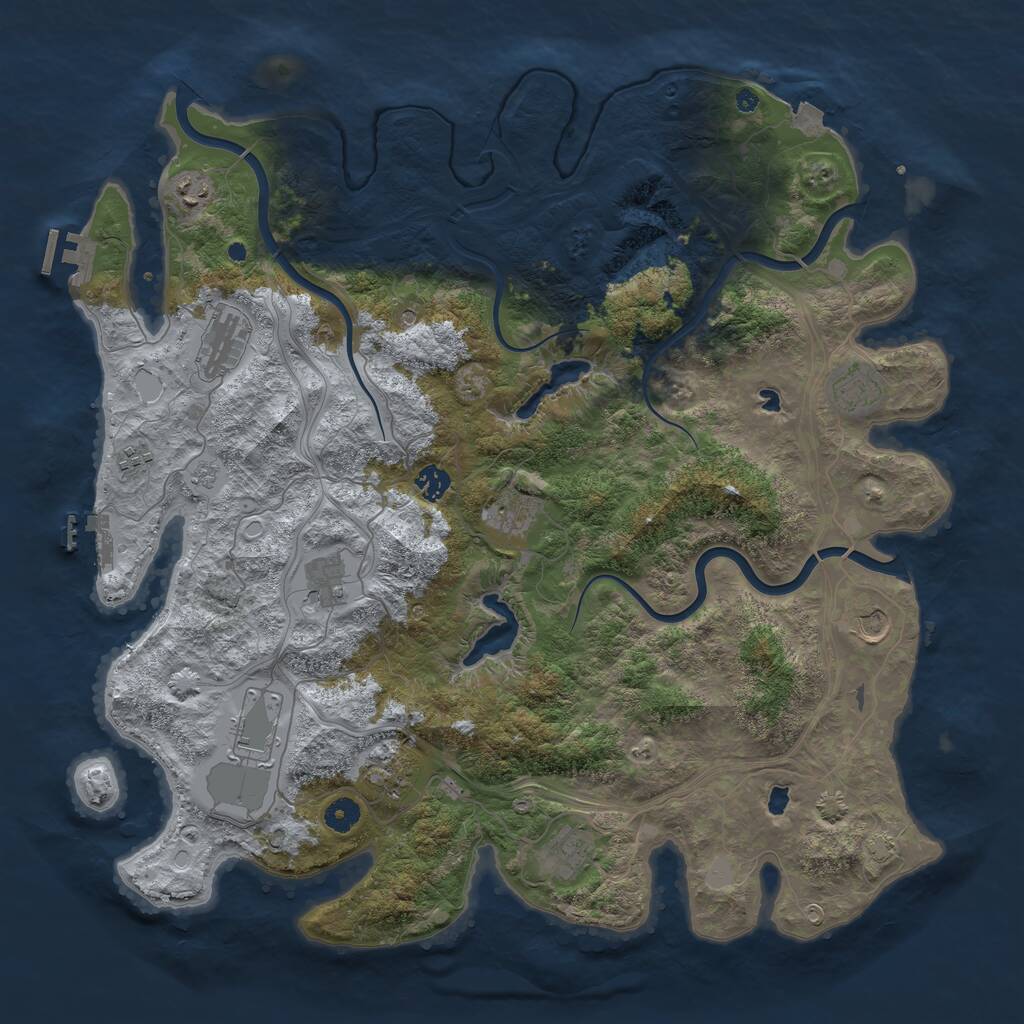 Rust Map: Procedural Map, Size: 4500, Seed: 4366, 17 Monuments
