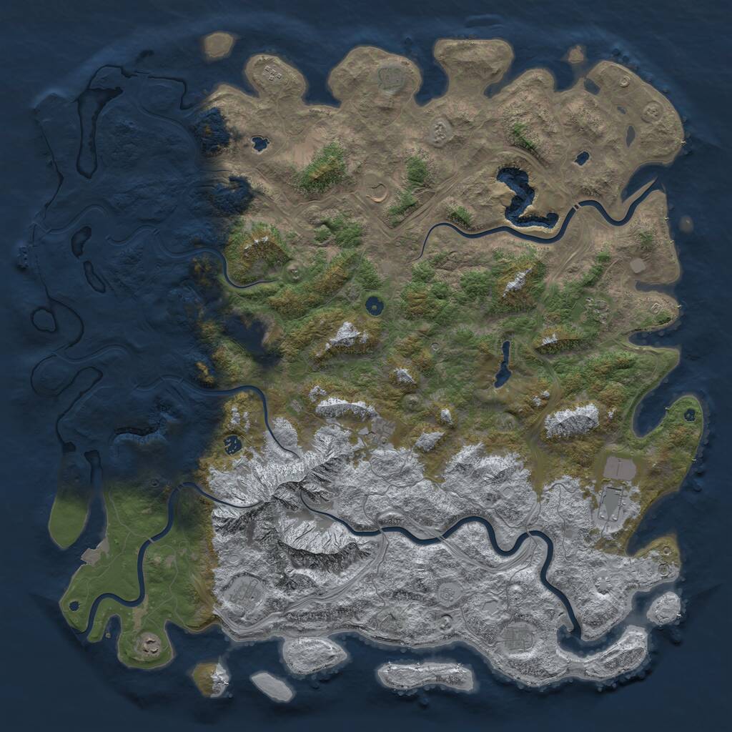 Rust Map: Procedural Map, Size: 6000, Seed: 7816522, 17 Monuments