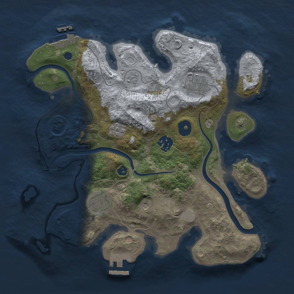 Rust Map: Procedural Map, Size: 3000, Seed: 21178, 9 Monuments