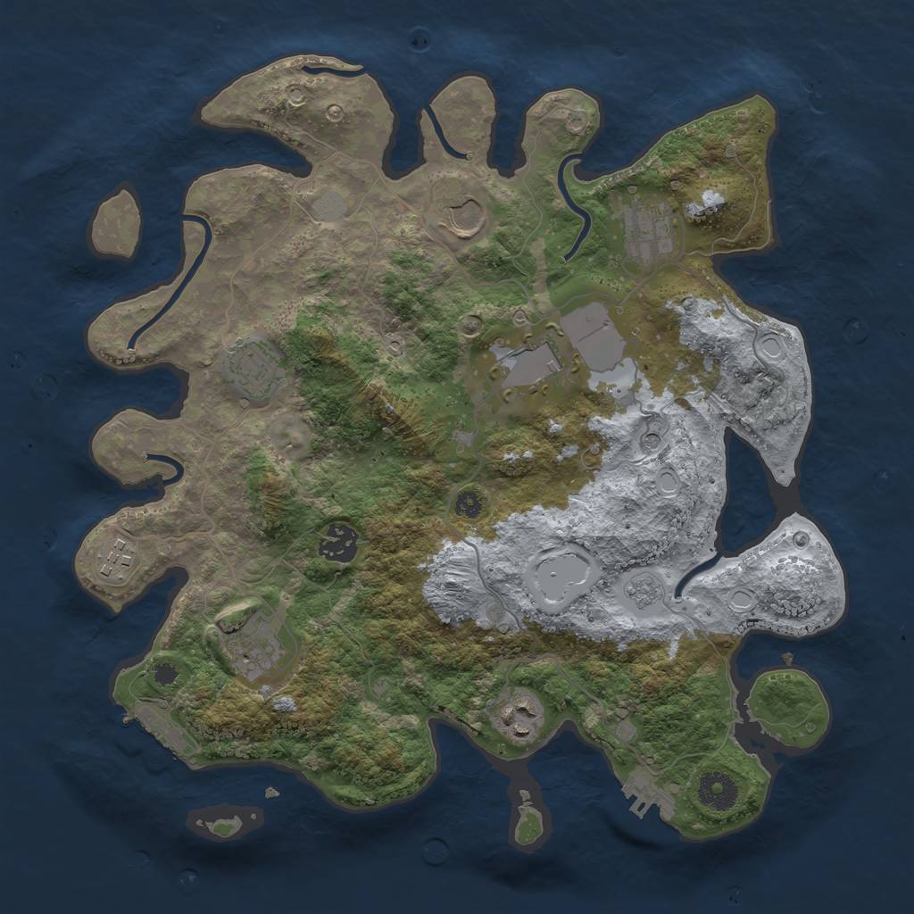 Rust Map: Procedural Map, Size: 3500, Seed: 677862151, 17 Monuments