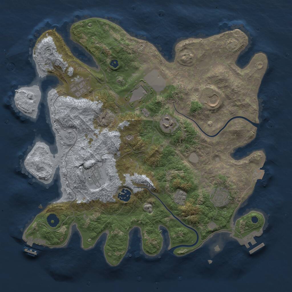 Rust Map: Procedural Map, Size: 3500, Seed: 677842838, 14 Monuments